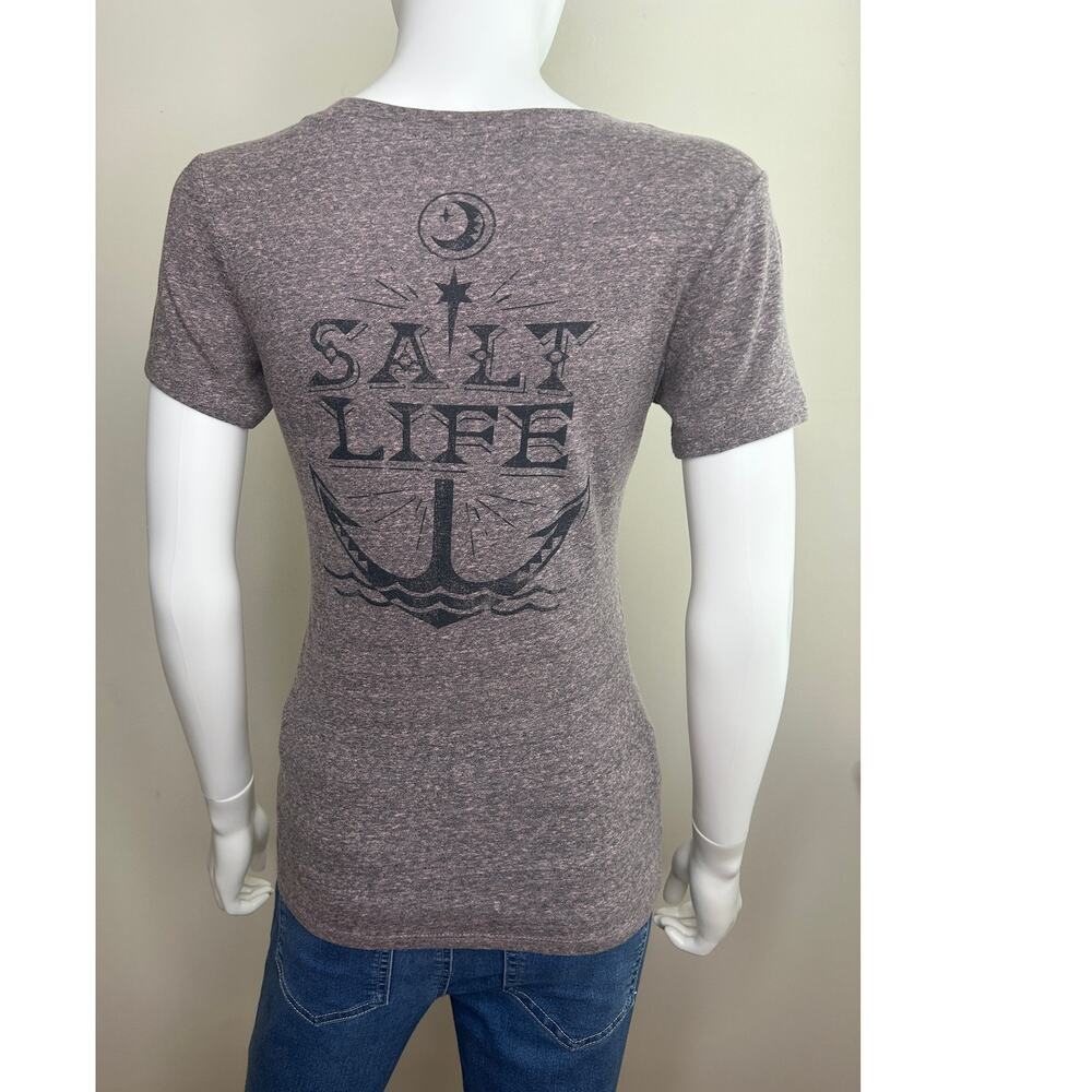 Salt Life V Neck Short Sleeve Tee Graphic Anchor Beach Style Women Small GUC